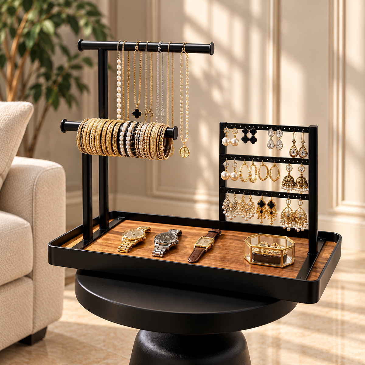 Jewelry Organizer – Display Tray with Watch, Bracelet & Earring Storage