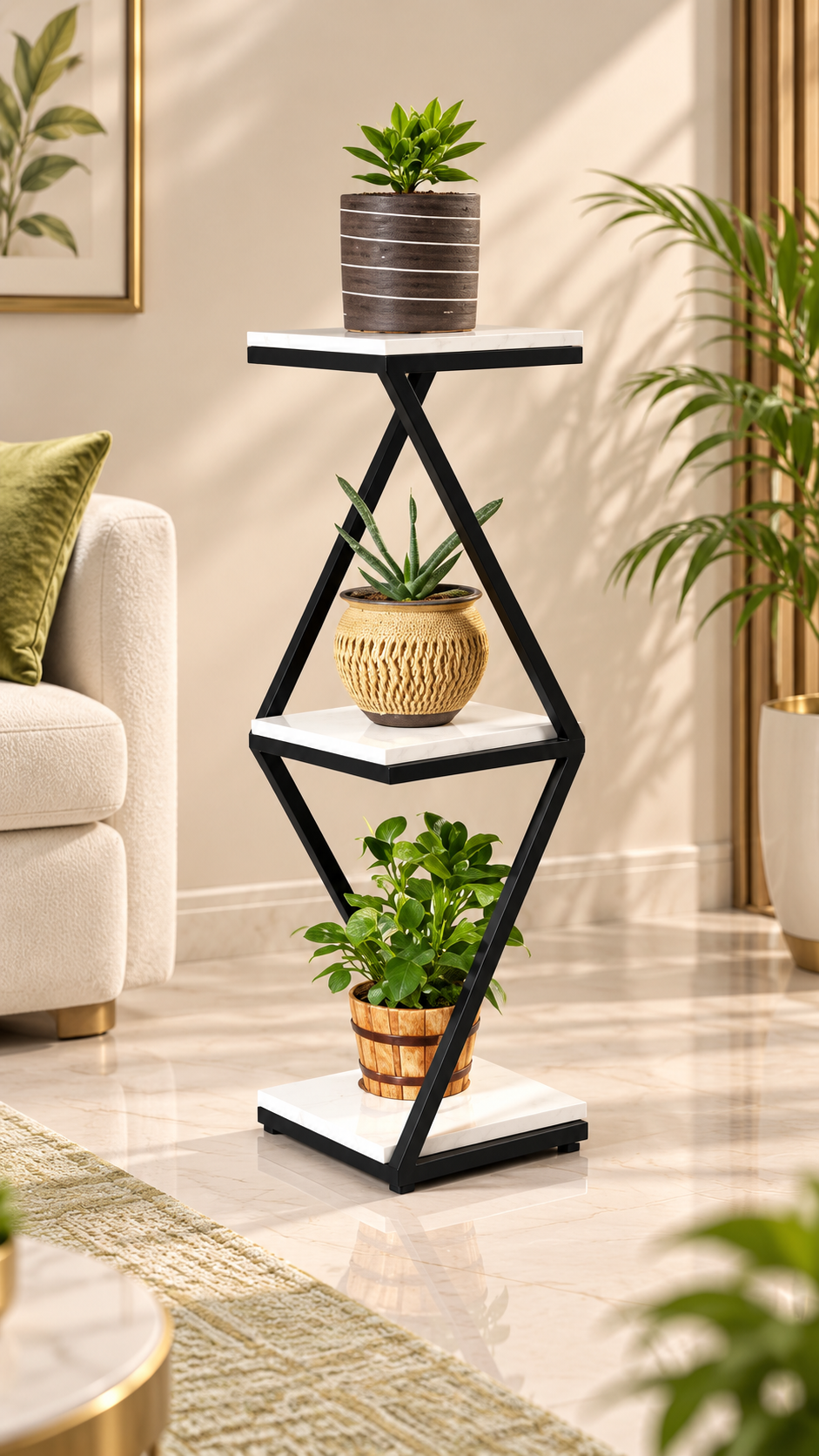 Plant Stand – Three-Tier Display with Geometric Elegance