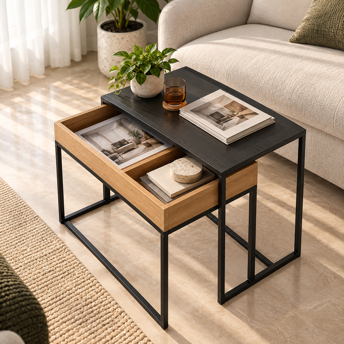 Side Table Set – A Nesting Design with Organised Storage