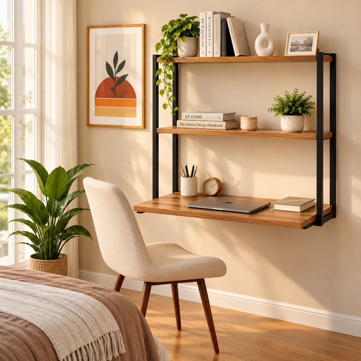 Workstation – Wall-Mounted Desk with Open Shelves (P11) image 4