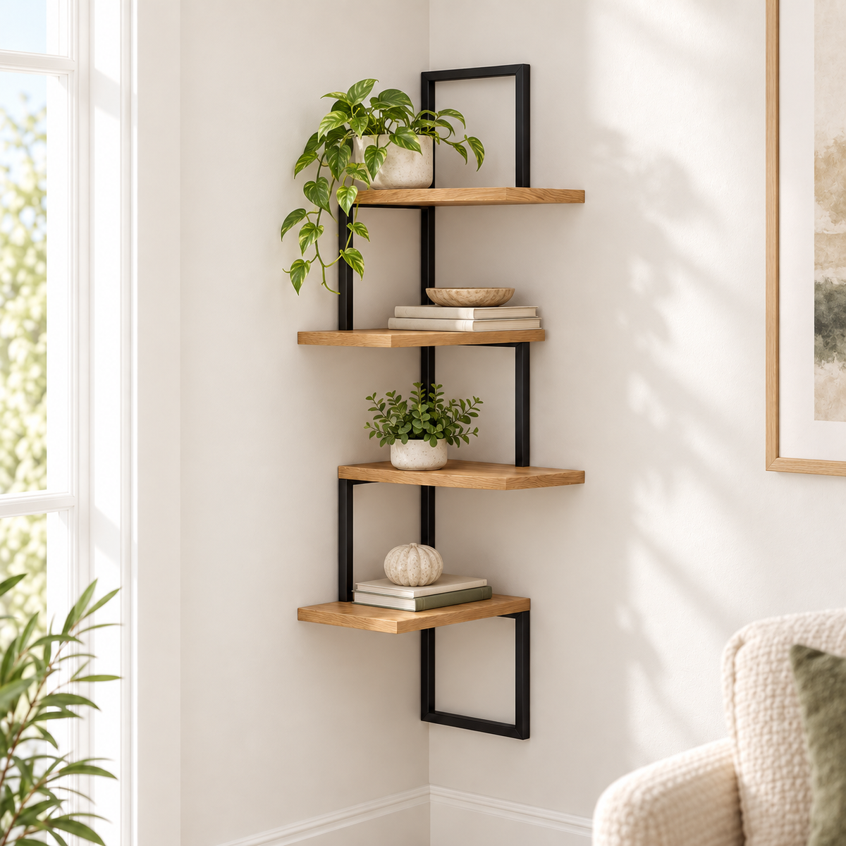 Wall Shelf – 4-Tier Staggered Display Rack