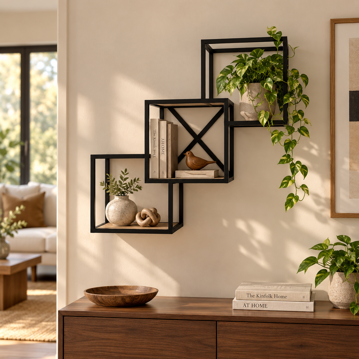 3 Square Boxes Wall Shelf