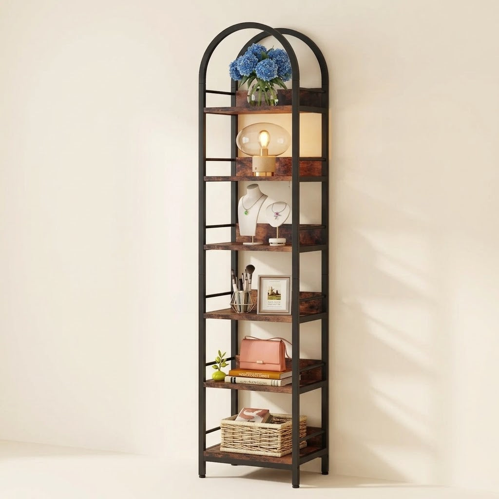 Bookrack – Arched Elegance with Six-Tier Storage