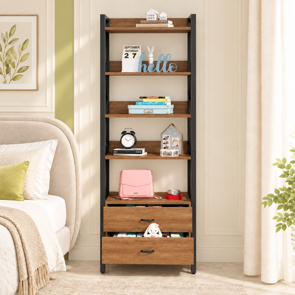 Bookrack – Open Display with Convenient Drawer Storage