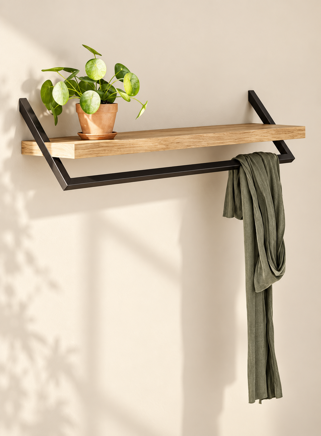 Wall Hanging Shelf with Towel Rail
