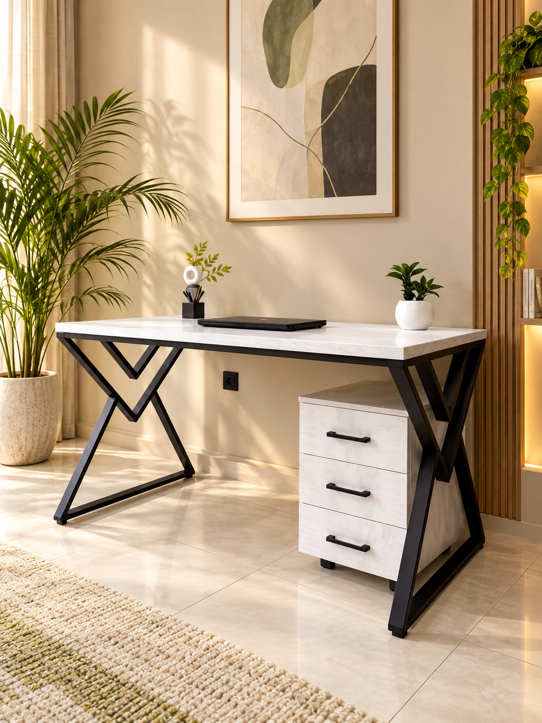 Workstation – A Clean Surface with a Bold Geometric Base