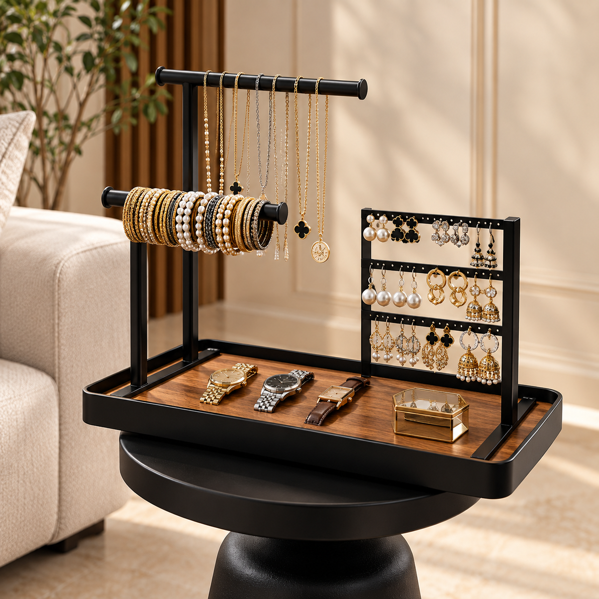Jewelry Organizer – Display Tray with Watch, Bracelet & Earring Storage