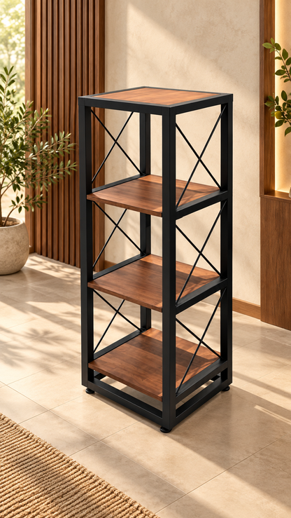 4-Tier Metal & Wood Display Rack