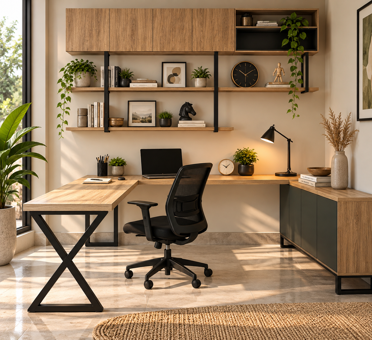 Workstation – L-Shaped Desk with Storage Cabinet (P9) image 2