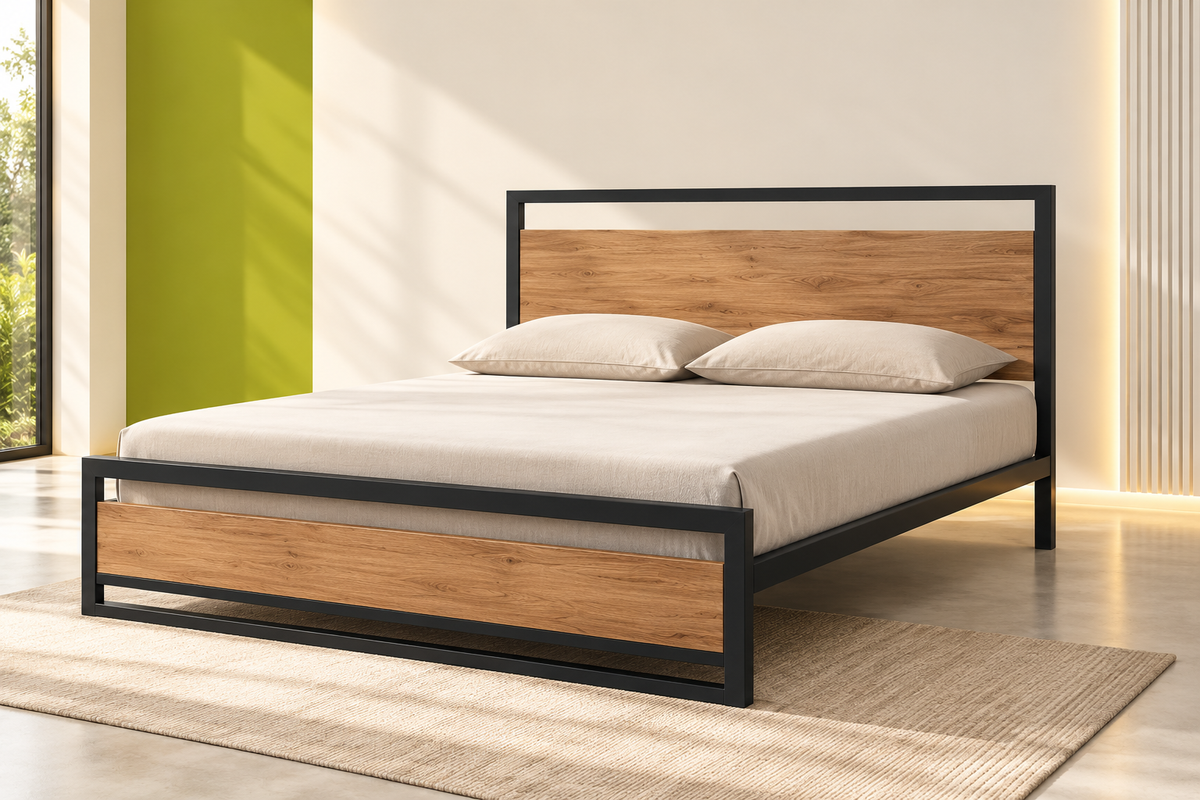 Modern Metal & Wood Bed