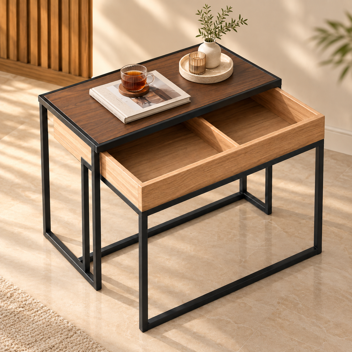 Side Table Set – A Nesting Design with Organised Storage