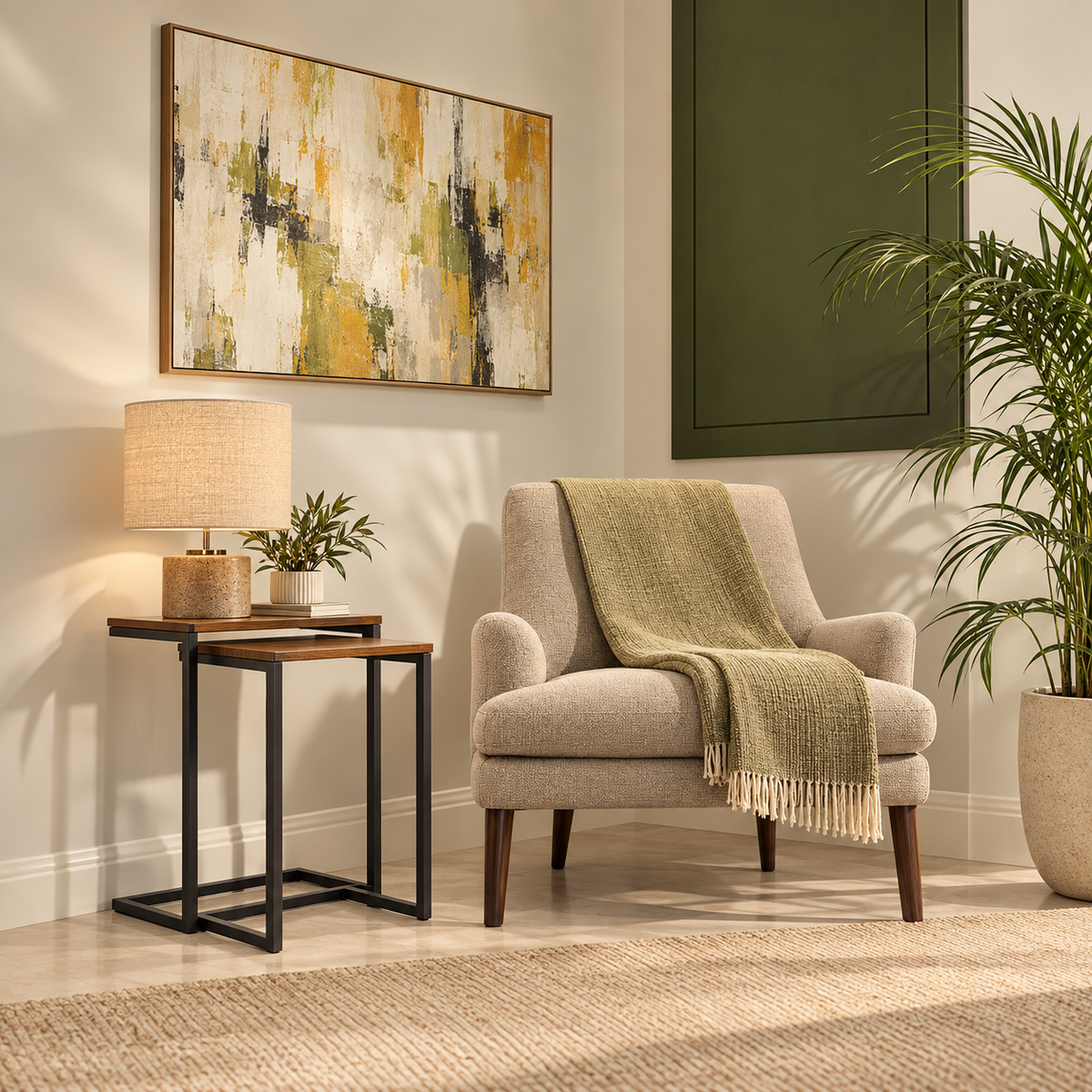 Side Table Set – Nesting Design with Warm Wood-Finished Tops