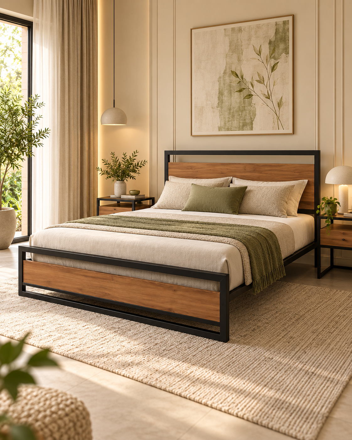 Modern Metal & Wood Bed