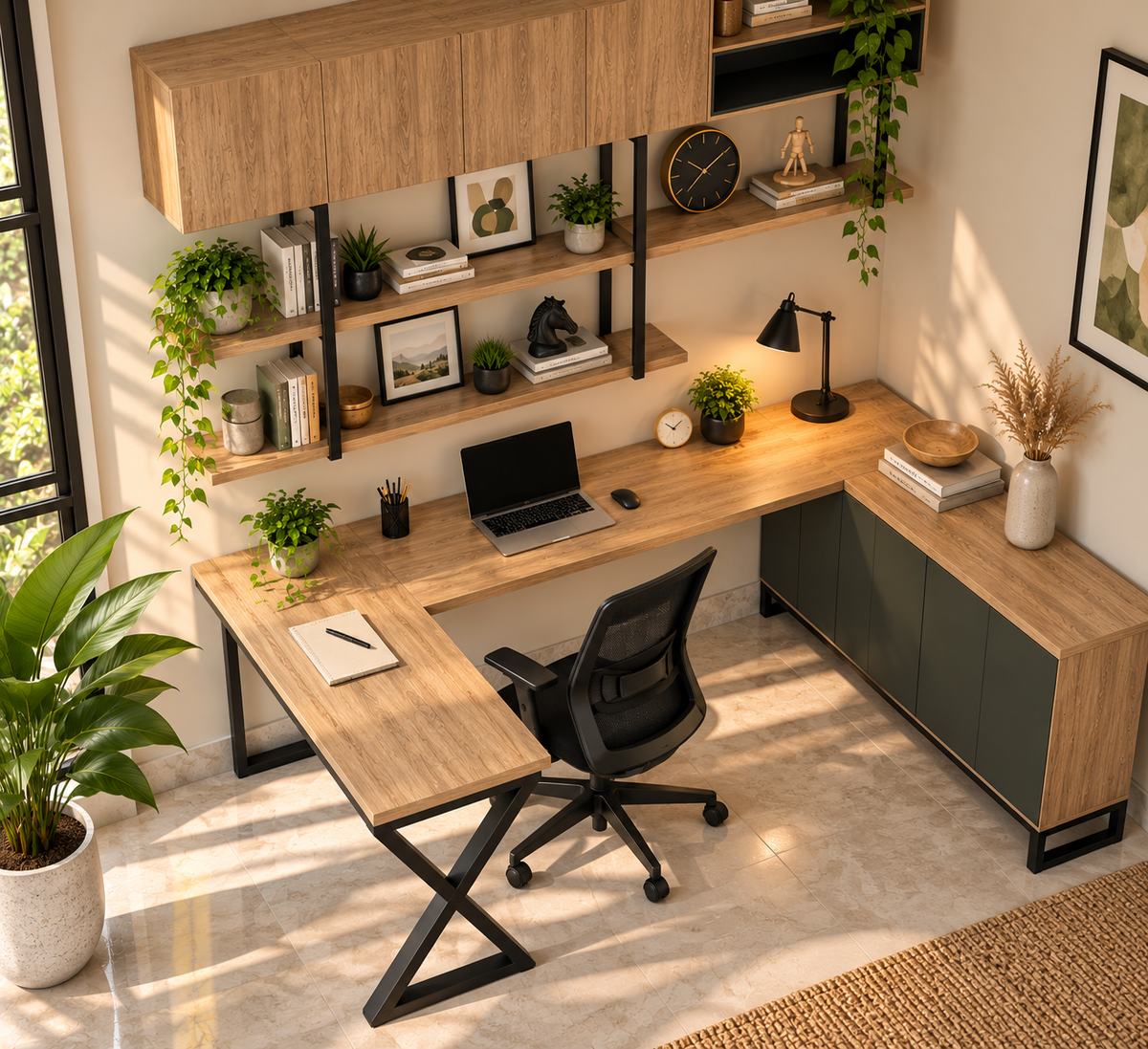 Workstation – L-Shaped Desk with Storage Cabinet (P9) image 3