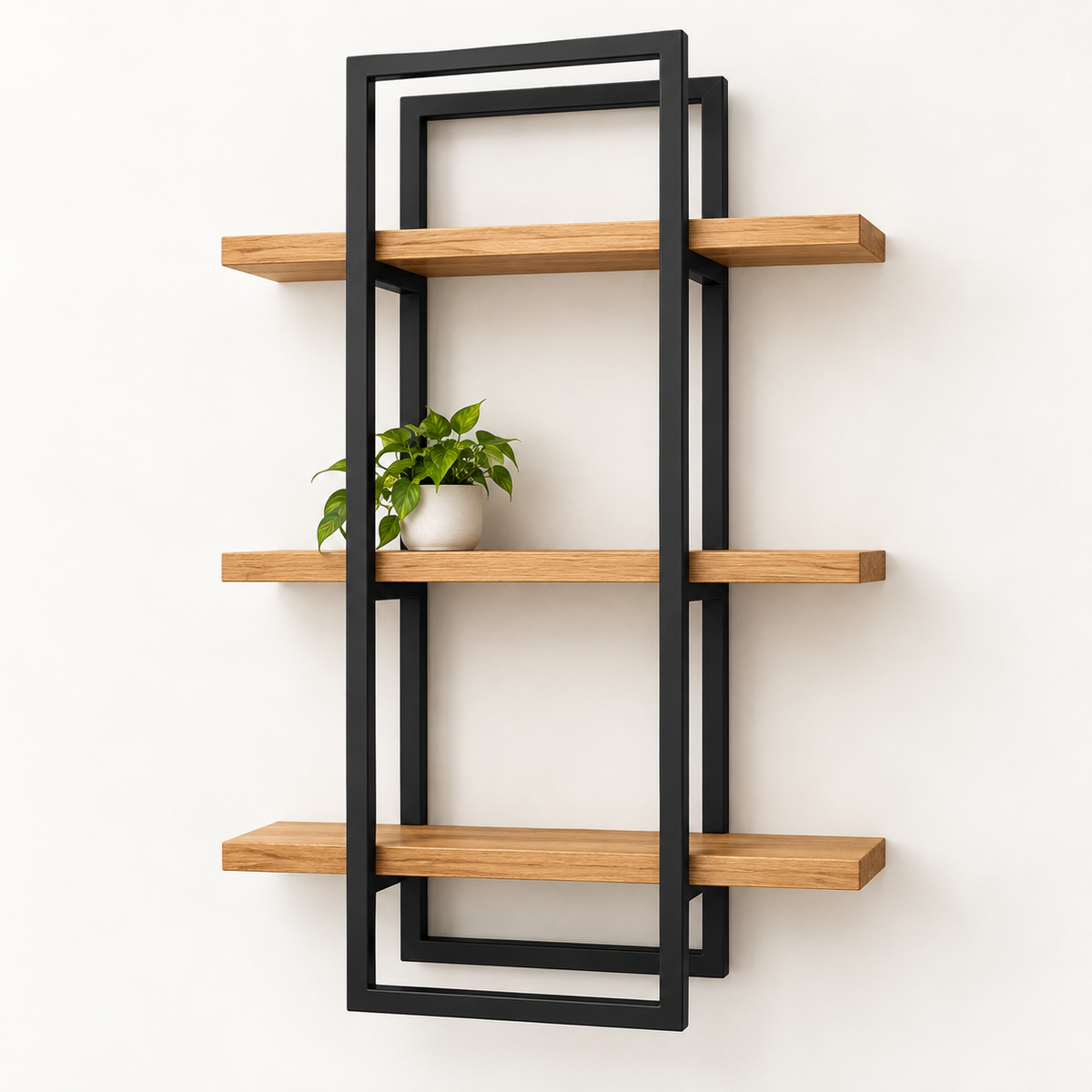 Wall Shelf – Modern 3-Tier Metal & Wood Display Rack