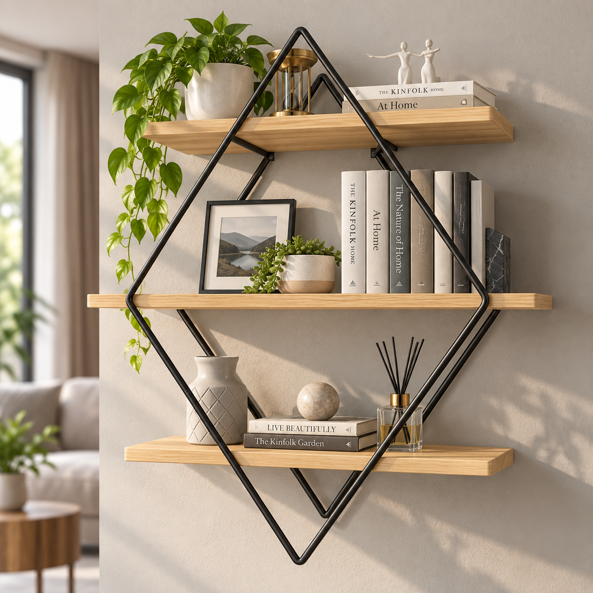 Wall Shelf – 3-Tier Geometric Display Rack