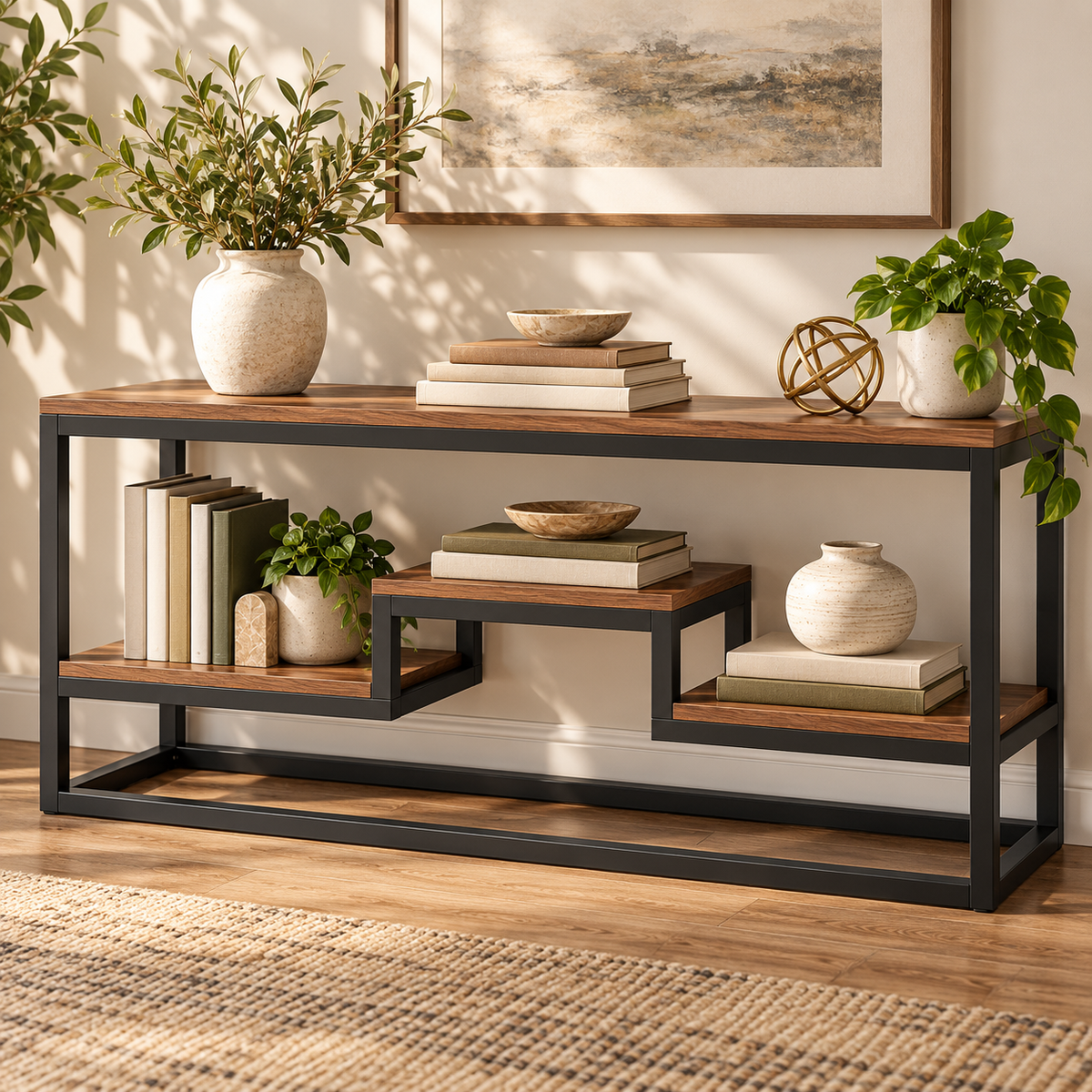 Console Table – Modern Metal & Wood Display Table
