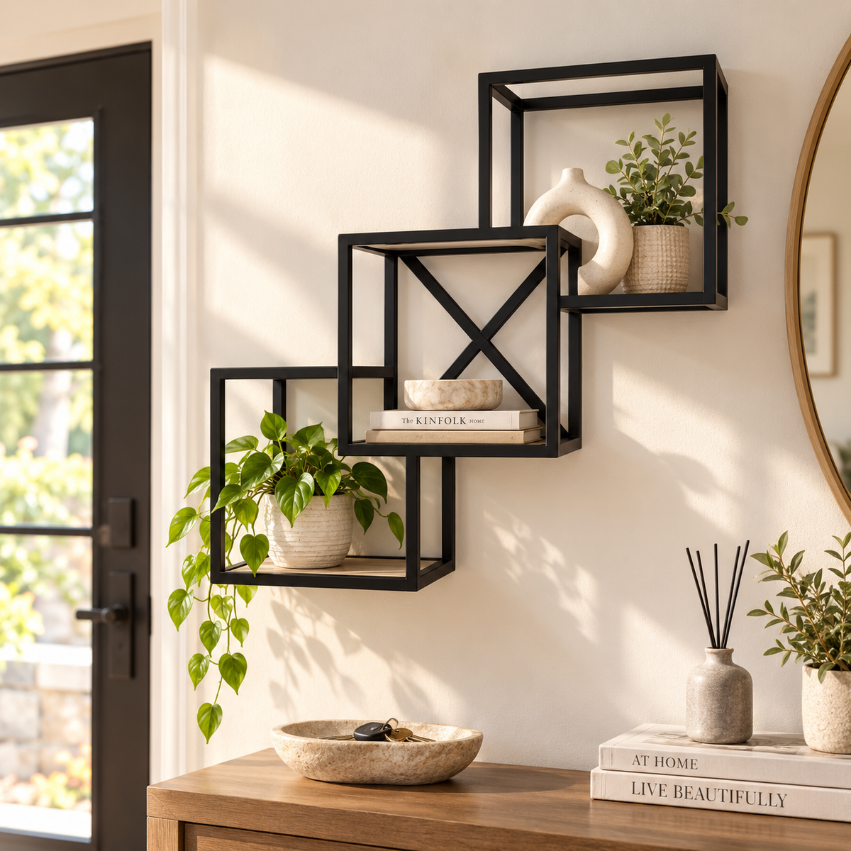 3 Square Boxes Wall Shelf