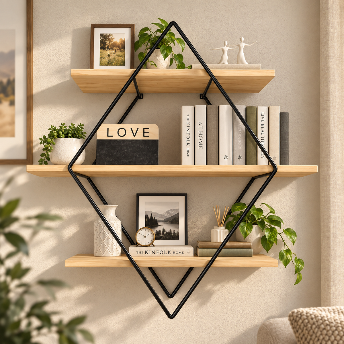 Wall Shelf – 3-Tier Geometric Display Rack