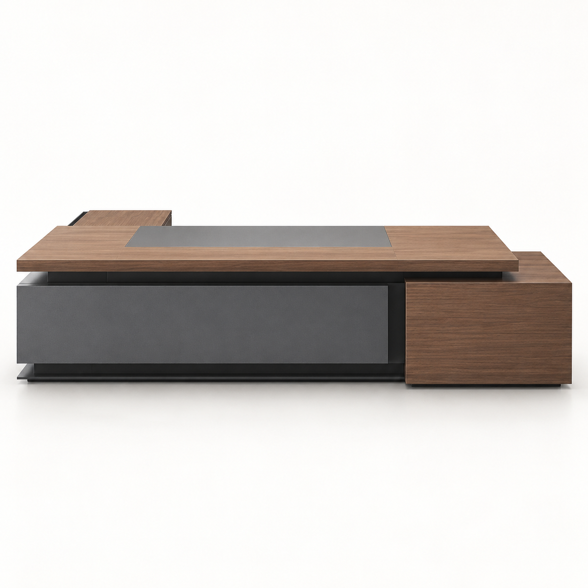 Walnut Executive Office Table with Side Rack image 1