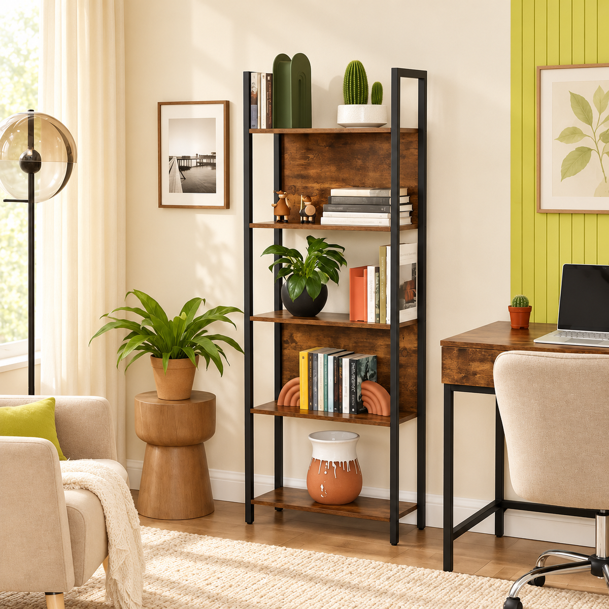 Bookrack – Rustic 5-Tier Storage for Modern Homes