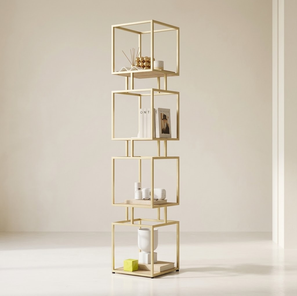 Bookrack – Geometric Display with an Elegant Gold Finish