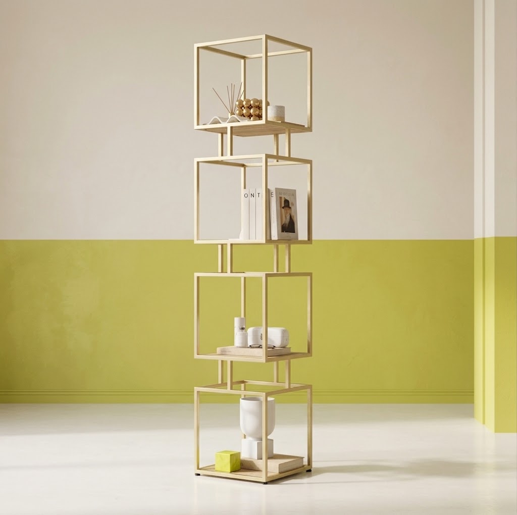 Bookrack – Geometric Display with an Elegant Gold Finish