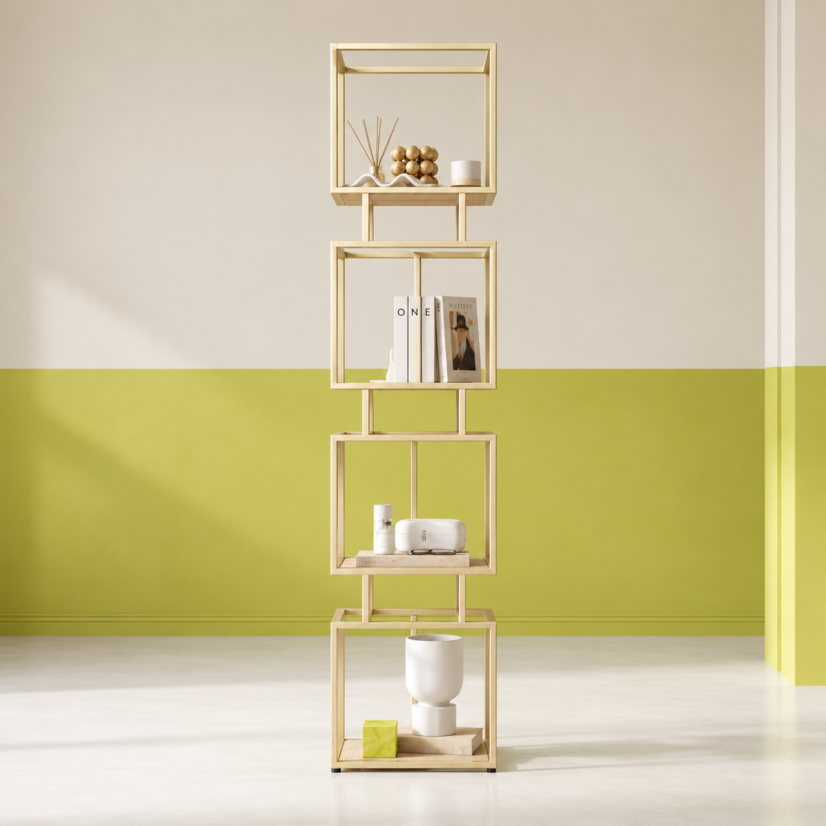 Bookrack – Geometric Display with an Elegant Gold Finish