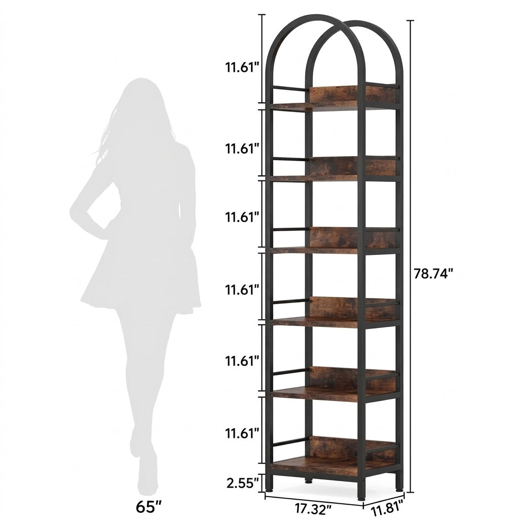 Bookrack – Arched Elegance with Six-Tier Storage