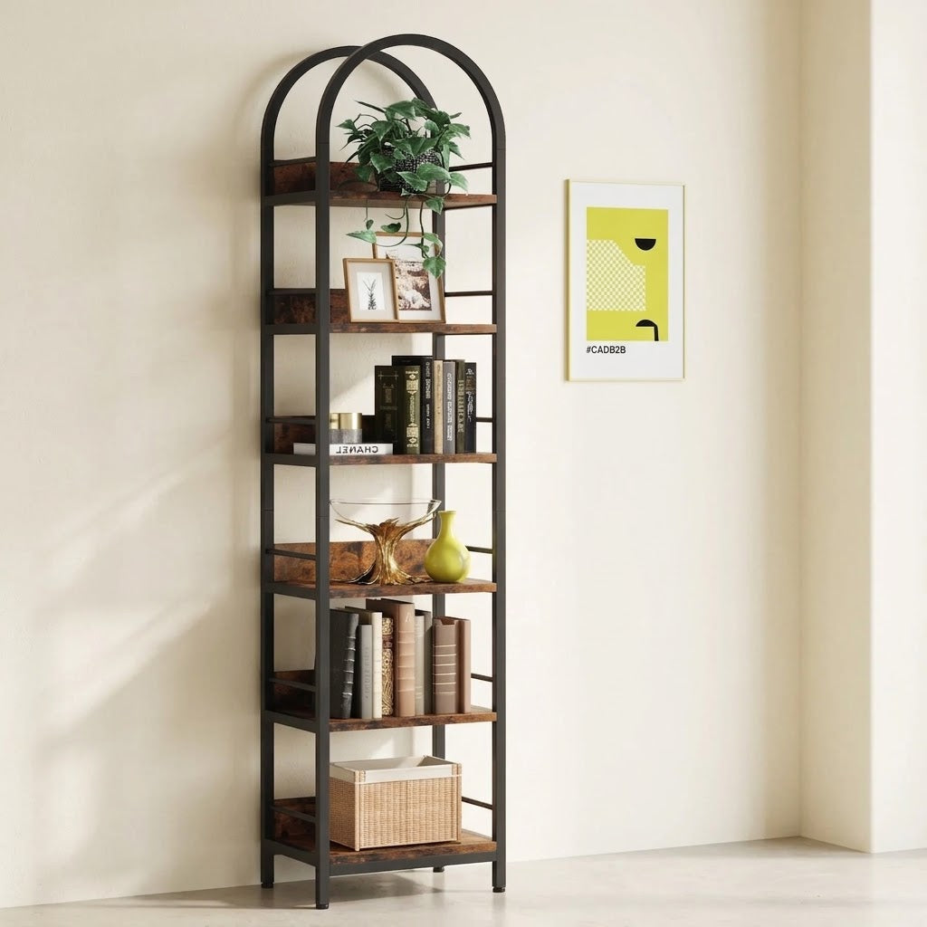 Bookrack – Arched Elegance with Six-Tier Storage