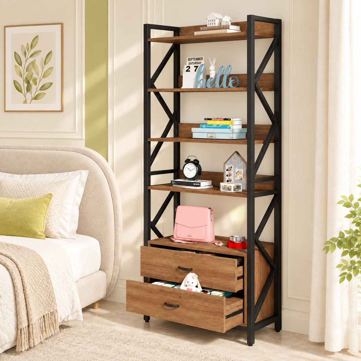 Bookrack – Open Display with Convenient Drawer Storage