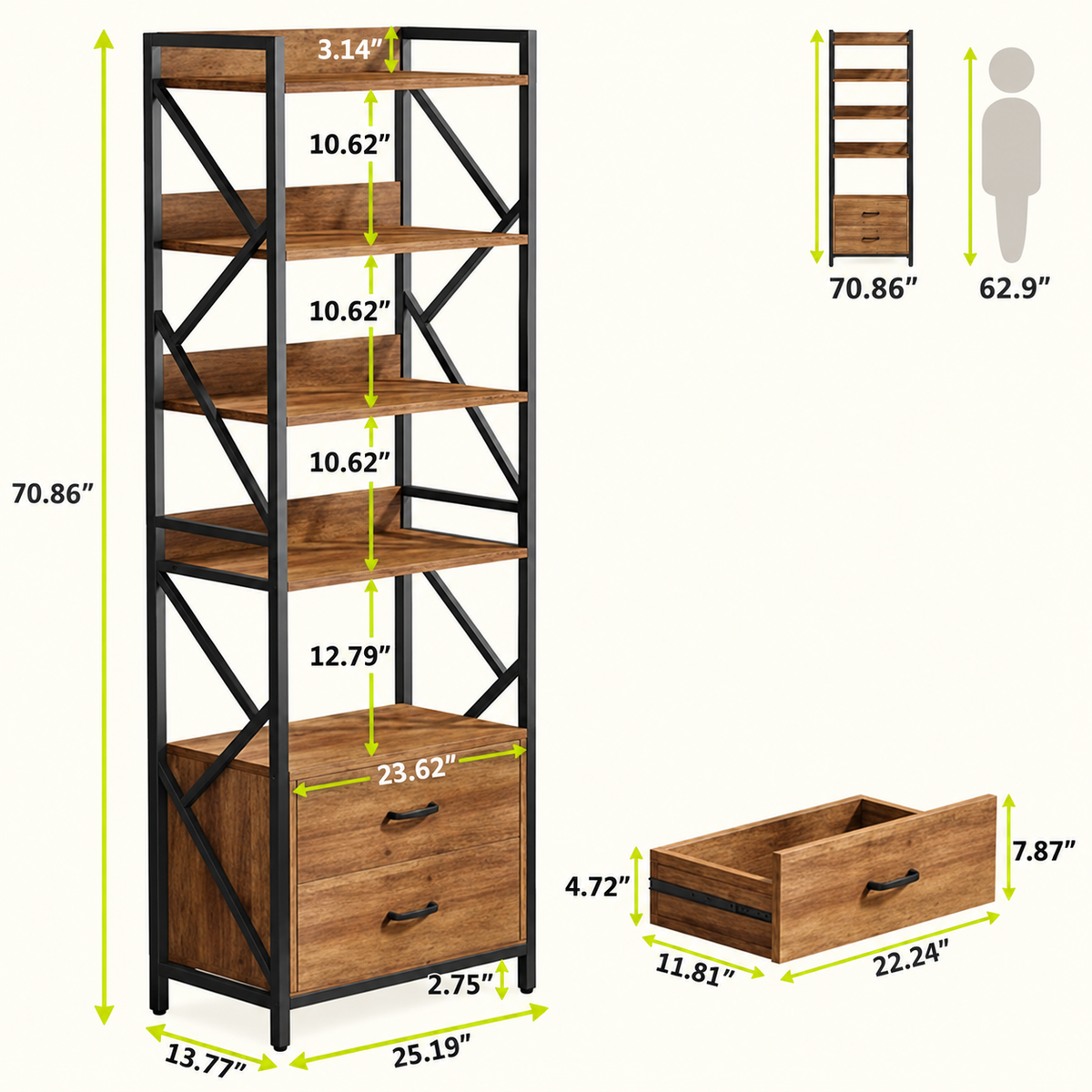 Bookrack – Open Display with Convenient Drawer Storage