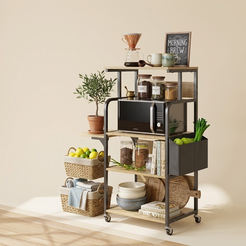 Kitchen Rack – Four-Tier Storage with Curved Frame Details - image 3