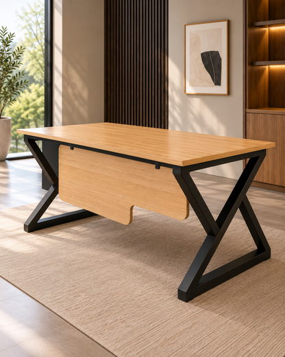 Modern Metal & Wood Executive Office Desk