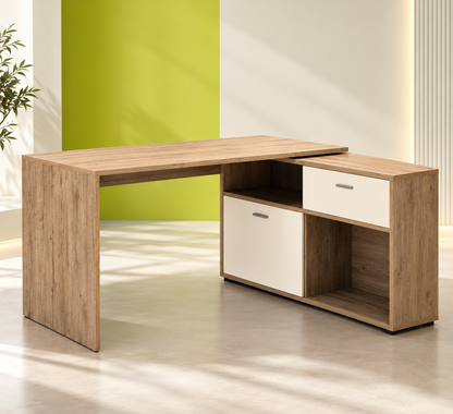 L-Shaped Office Desk with Integrated Storage