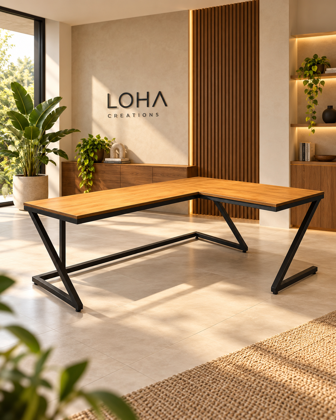 L-Shaped Metal & Wood Executive Workstation