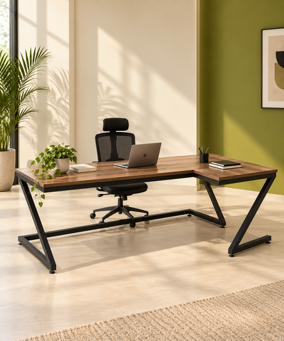 L-Shaped Metal & Wood Executive Workstation